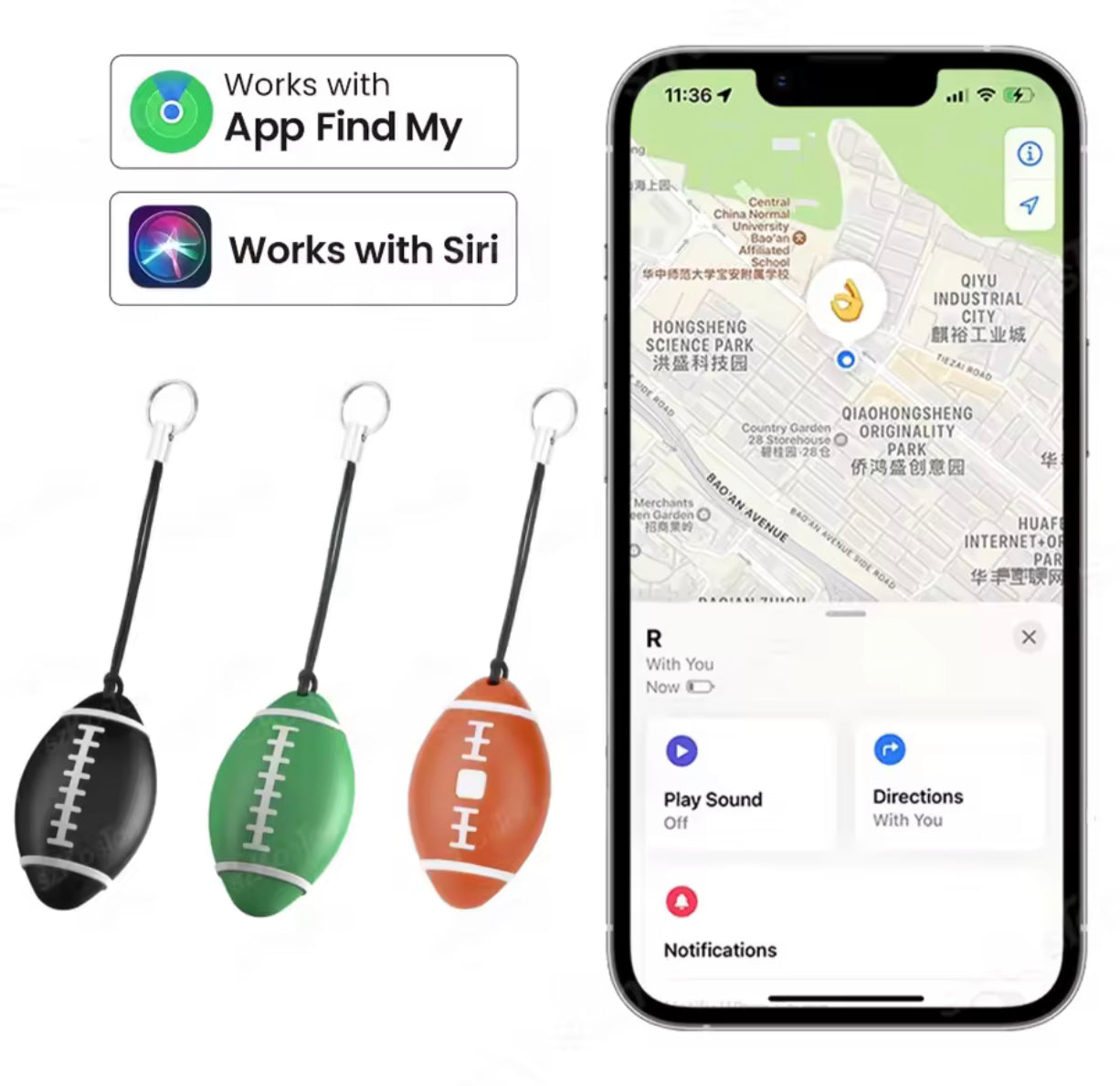 FindMy Keys GPS Tracker - Keyring Keys Smart Tracking Device